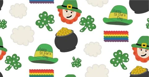 St. Patrick's day pattern with theme objects. Seamless pattern. illustration Stock Illustration