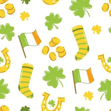St. Patrick's Day Pattern Vector Illustration flat style Stock Illustration