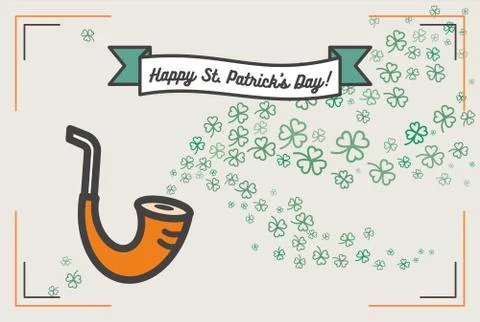 St Patricks day poster. Flat vector green orange poster Happy Saint Patricks  Stock Illustration
