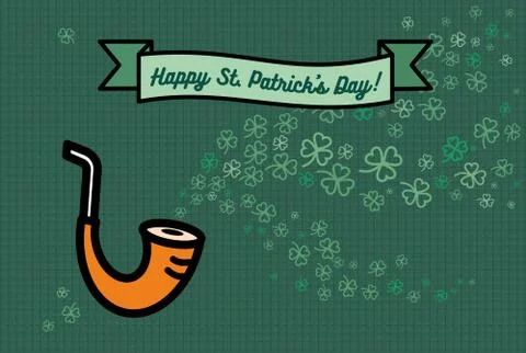 St Patricks day poster. Flat vector green orange poster Happy Saint Patricks  Stock Illustration