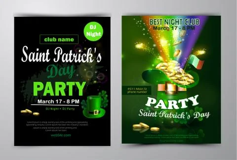 St. Patrick's Day poster set Vector illustration Stock Illustration