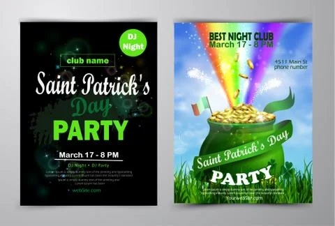St. Patrick's Day poster set Vector illustration Stock Illustration