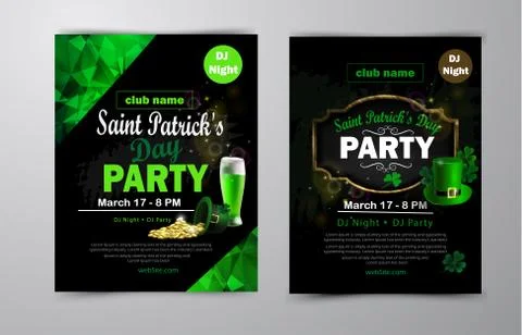 St. Patrick's Day poster set Vector illustration Illustrazione stock