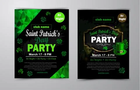 St. Patrick's Day poster set Vector illustration Stock Illustration