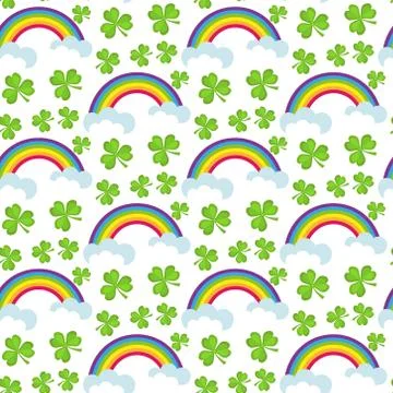 St. Patricks Day seamless pattern. Endless background texture. Vector illus.. Stock Illustration
