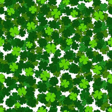 St Patricks Day Seamless Pattern cartoon green clover leaf background Stockillustratie
