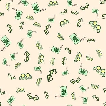 St. Patrick's Day seamless pattern with clover, branch, and quatrefoil. Stock Illustration