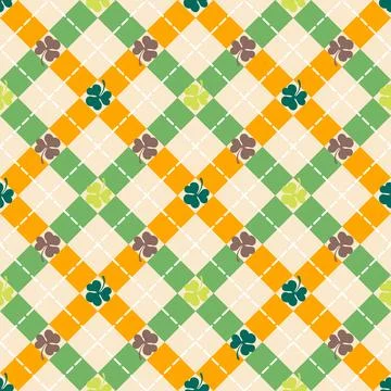 St. Patricks Day Seamless Pattern Colorful Argyle Stock Illustration
