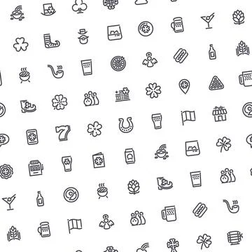 St. Patrick's Day Seamless Pattern with Icons Stock Illustration