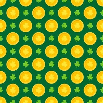 St. Patricks Day seamless pattern. Green Saint Patricks Day backdrop. Vecto.. Stock Illustration