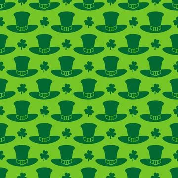 St. Patricks Day seamless pattern. Green Saint Patricks Day backdrop. Vecto.. Stock Illustration