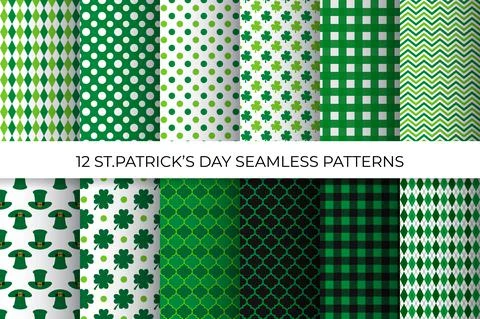 St. Patricks day seamless patterns set. Vector backgrounds. Saint Patricks da Stock Illustration