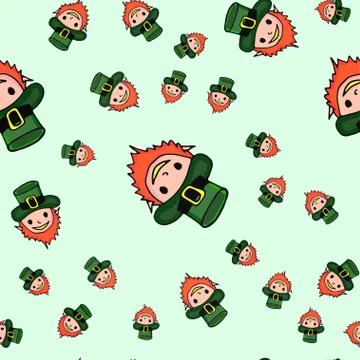 St. Patrick's Day seamless texture with lepricone. Stock Illustration