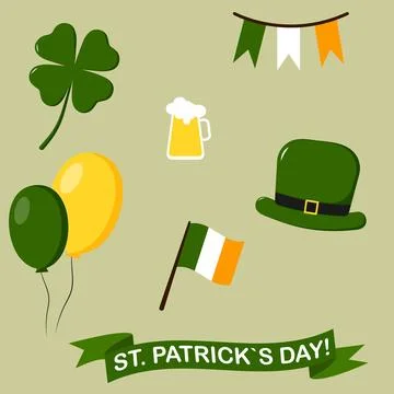 St. Patrick's Day Set. Vector illustration. Icons for the Irish holiday Stock Illustration