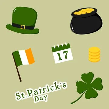 St. Patrick's Day Set. Vector illustration. Icons for the Irish holiday Stock Illustration