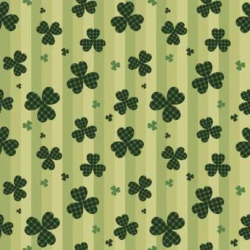 St. Patricks Day Shamrock Pattern Green Plaid Background Stock Illustration
