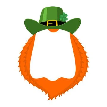 St Patricks day Template. Leprechaun blank banner. hat and beard. Holiday of  Stock Illustration