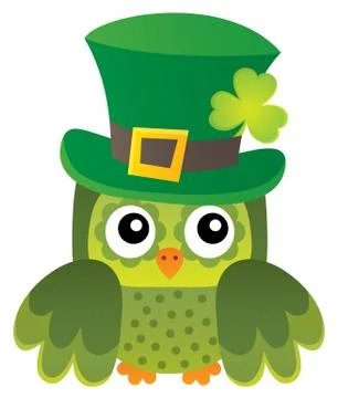 St Patricks Day theme with owl image Stock Illustration