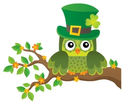 St Patricks Day theme with owl image Stock Illustration