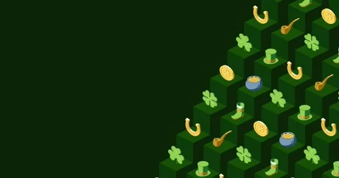 St. Patrick's Day themed title page dark green loop animated background Stock Footage 327642988