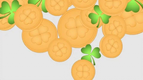 St. Patrick's Day transition with coins and shamrocks Stock Footage 299829004