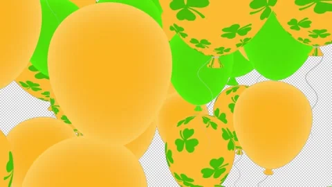 St. Patrick's Day transition with green and yellow balloons Stock Footage 299614640