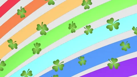 St. Patrick's Day transition with rainbow and shamrocks Stock Footage 299422955