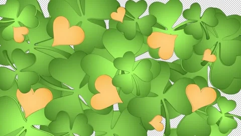 St. Patrick's Day transition with shamrocks and hearts Stock Footage 298923272