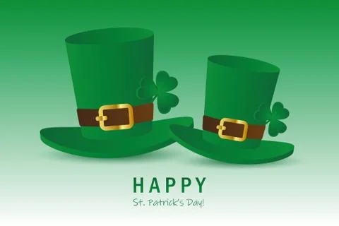 St. Patricks Day two green hats with clover leaf Stock-Illustration