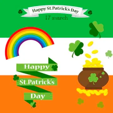 St. Patrick's Day vector design elements set 스톡 일러스트
