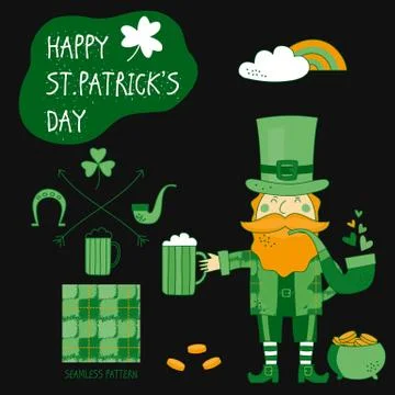 St. Patrick's Day vector design elements set Stock Illustration