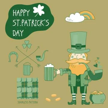 St. Patrick's Day vector design elements set Stock Illustration