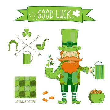 St. Patrick's Day vector design elements set Illustrazione stock