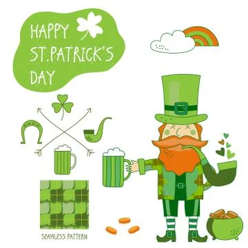 St. Patrick's Day vector design elements set Stock Illustration