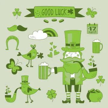 St. Patrick's Day vector design elements set Stock Illustration