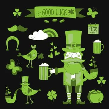 St. Patrick's Day vector design elements set Stock Illustration