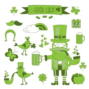 St. Patrick's Day vector design elements set Stock Illustration