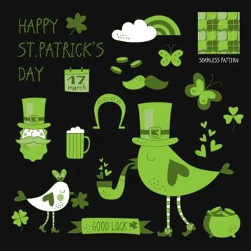 St. Patrick's Day vector design elements set Stock Illustration