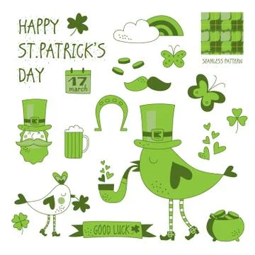 St. Patrick's Day vector design elements set Stock Illustration