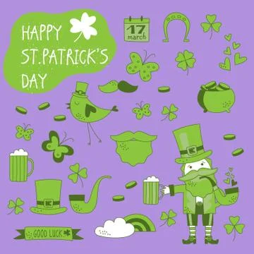 St. Patrick's Day vector design elements set Stock Illustration