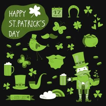 St. Patrick's Day vector design elements set Stock Illustration