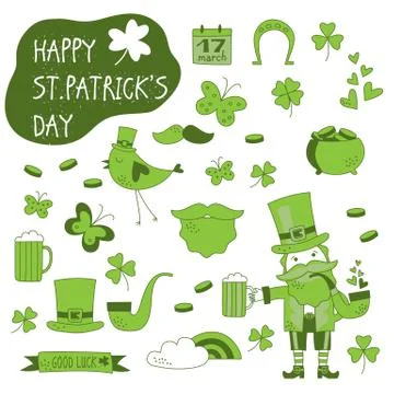 St. Patrick's Day vector design elements set Stock Illustration