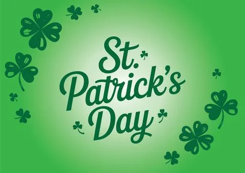 St. Patrick's Day Vector Design with Calligraphy Typography and Shamrock Clovers Illustrazione stock
