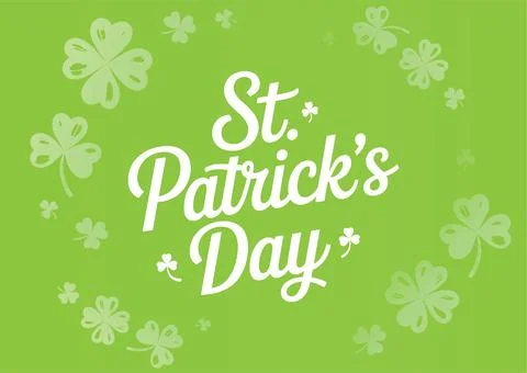 St. Patrick's Day Vector Design with Calligraphy Typography and Shamrock Clovers Illustrazione stock