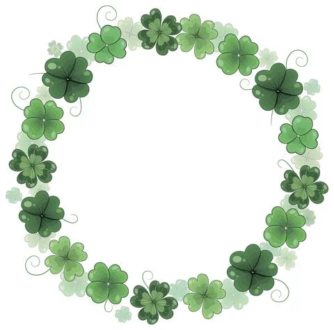 St. Patrick's Day vector floral wreath. Round frame of clover leaves. Stock Illustration