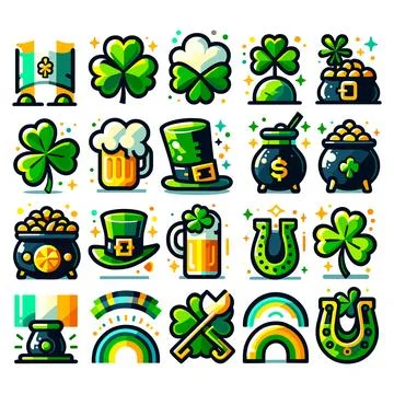 St Patrick's Day vector Icons on white background. Stock-Illustration