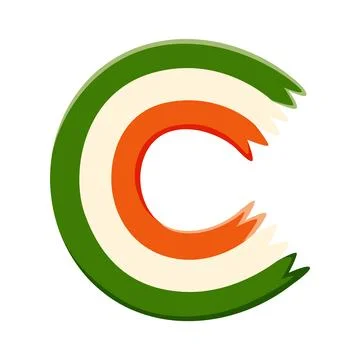 St Patricks font type Irish scarf letter C Stock Illustration