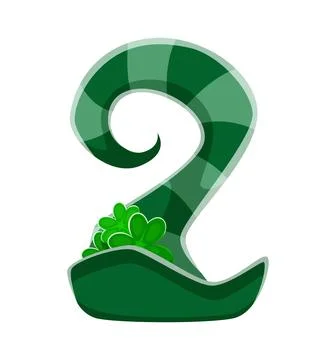 St Patricks font type leprechaun hat number 2 two Stock Illustration
