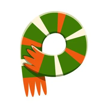 St Patricks font typeset irish scarf letter P Stock Illustration