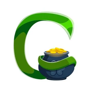 St Patricks font typeset pot of gold letter G Stock Illustration